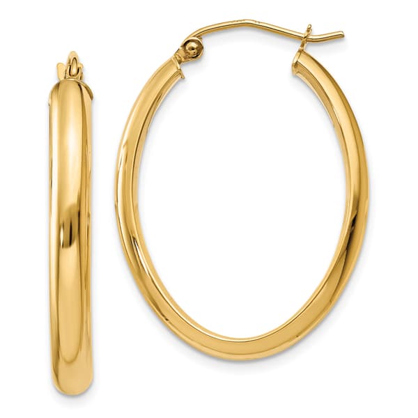 Gold Classics&#40;tm&#41; 14kt. Polished 3.5mm Oval Hoop Earrings - image 