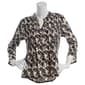 Womens Notations 3/4 Sleeve Abstract Jacquard Henley Blouse - image 1