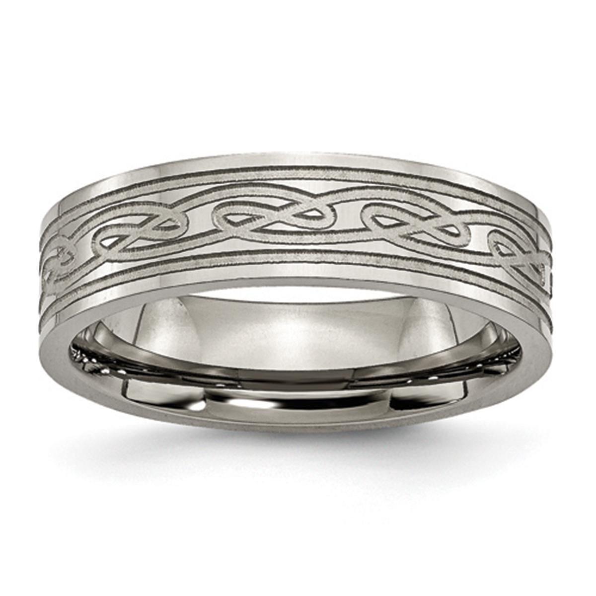 Mens Endless Affection™ Laser Etched Celtic Knot 6mm Band