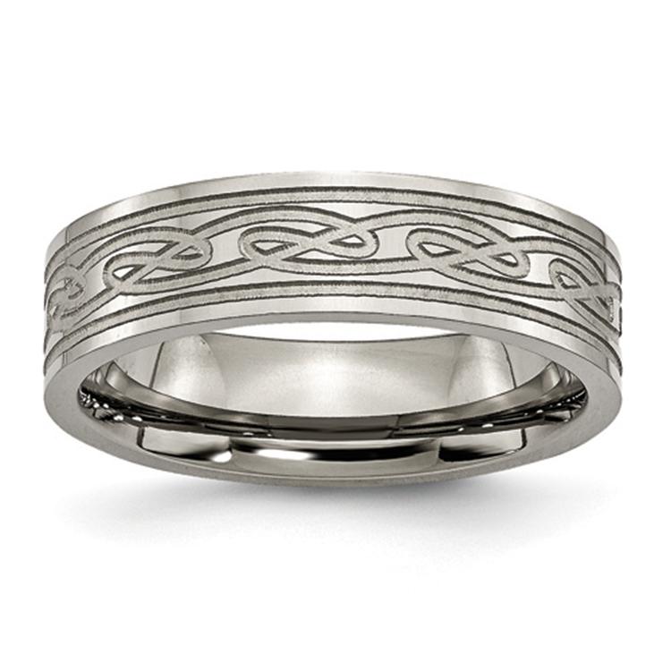 Mens Endless Affection(tm) Laser Etched Celtic Knot 6mm Band