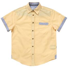 Boys (8-16) Distortion Short Sleeve Button Down Shirt - Yellow