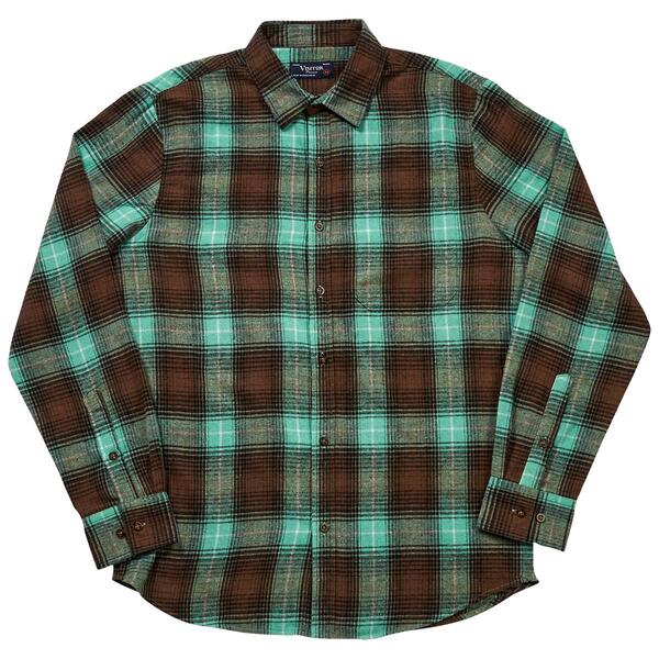 Mens Visitor Long Sleeve Plaid Flannel Shirt - Turquoise - image 