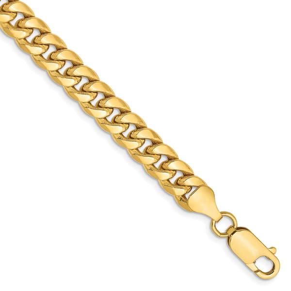 Mens Gold Classics&#40;tm&#41; 6.75mm. Semi Solid Miami Cuban Chain Bracelet - image 