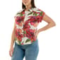 Womens Zac & Rachel Cap Sleeve Hibiscus Button Front Blouse - image 3