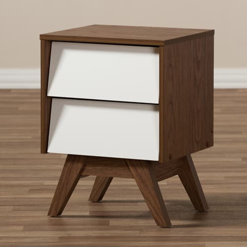 Baxton Studio Hildon 2 Drawer Storage Nightstand