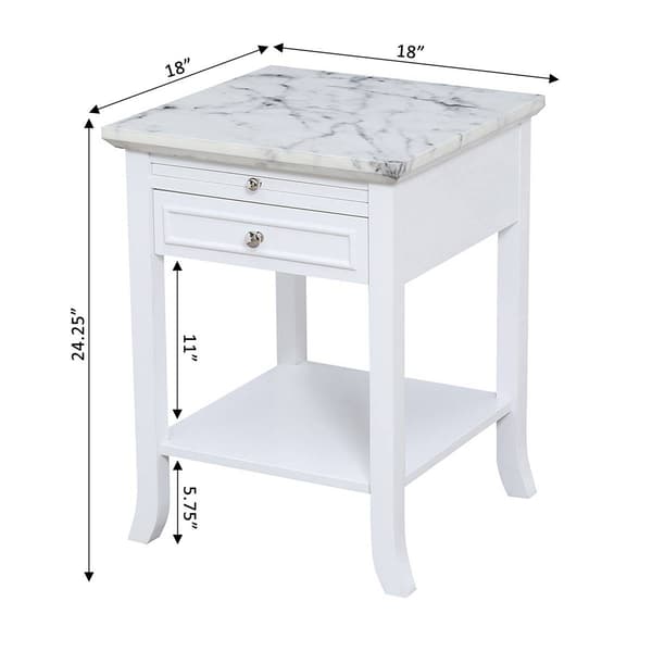 Convenience Concepts American Heritage Marble End Table - White