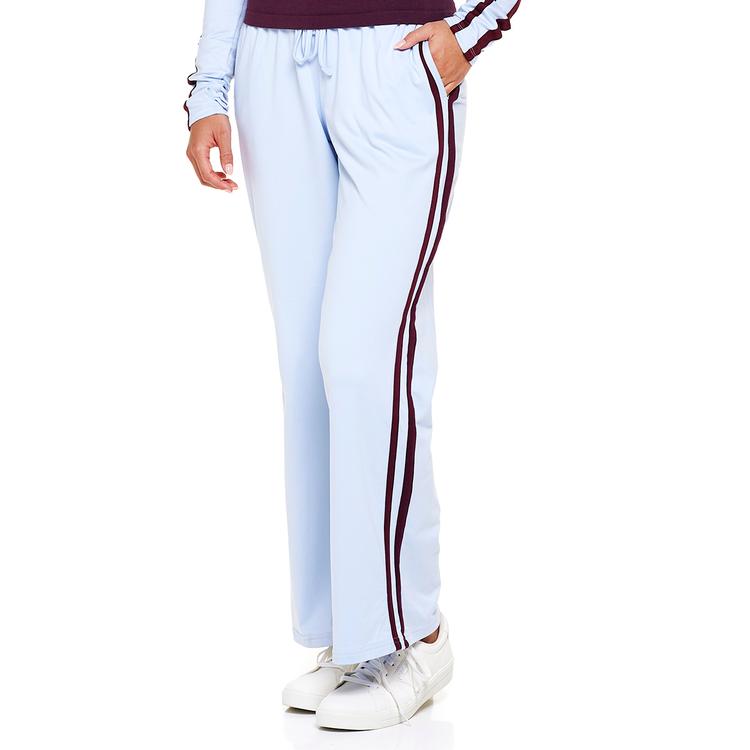 Juniors No Comment Fleece Lined Side Striped Wide Leg Pants