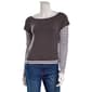 Juniors No Comment Boat Neck Top With Contrast Sleeves - Iron - image 2