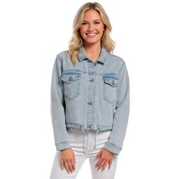 Womens Baccini Self Drawcord Waistband Cropped Denim Jacket