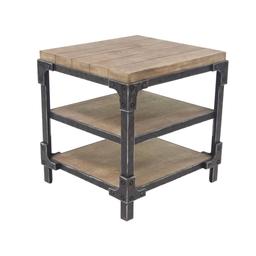 9th & Pike® Brown Wood Industrial-Inspired Accent Table