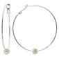 Fine Silver Plated 50mm Hoop Earrings with Crystal Ball - image 1