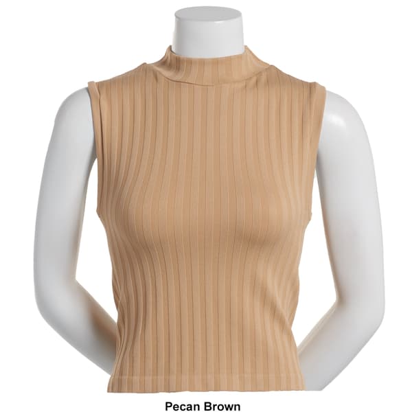 Juniors Poof! Seamless Wide Rib Mock Neck Tank Top