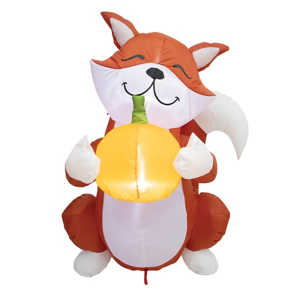4ft. Inflatable Fox Holding a Pumpkin - image 
