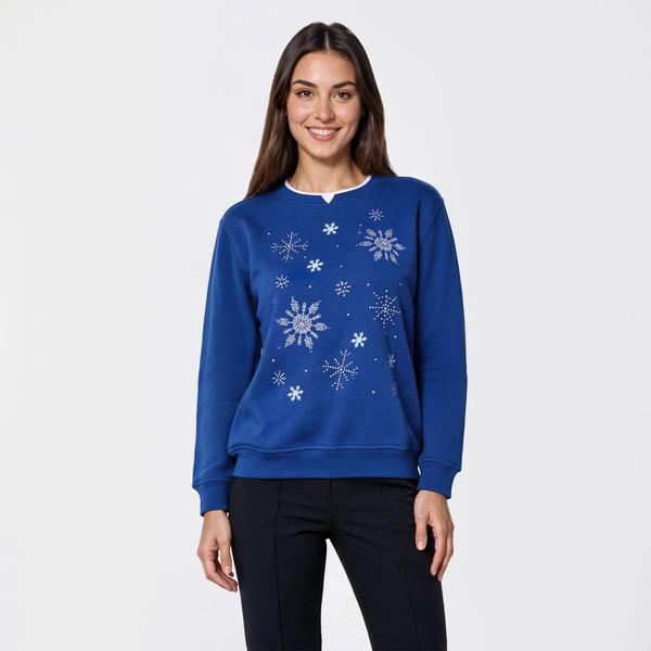 Petite Hasting & Smith Scattered Snowflakes Sweatshirt - image 