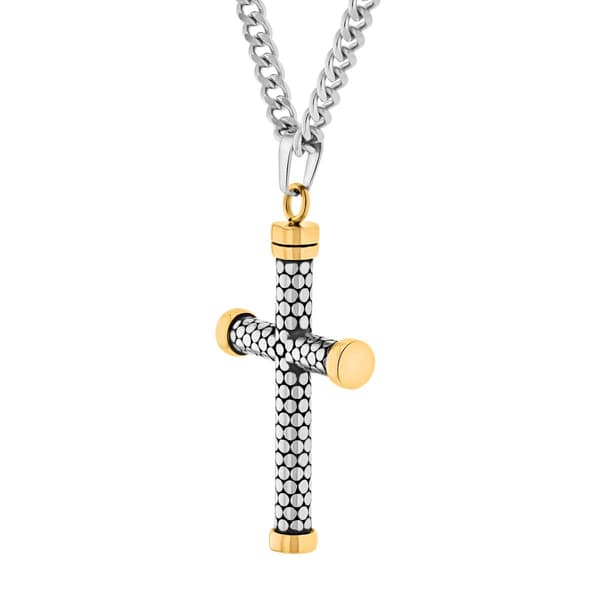 Mens Gentlemen's Classics&#8482; Stainless Steel Two-Tone Cross Pendant