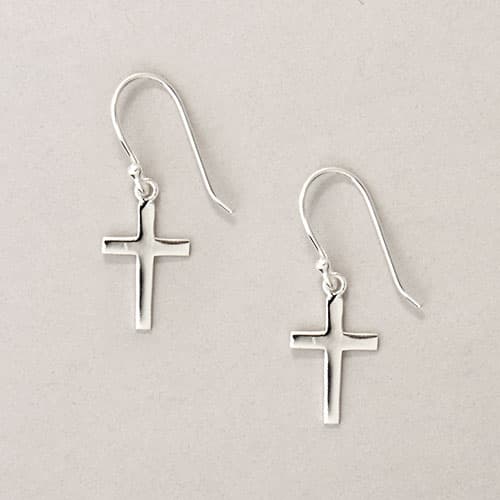 Sterling Silver Cross Drop Earrings - image 