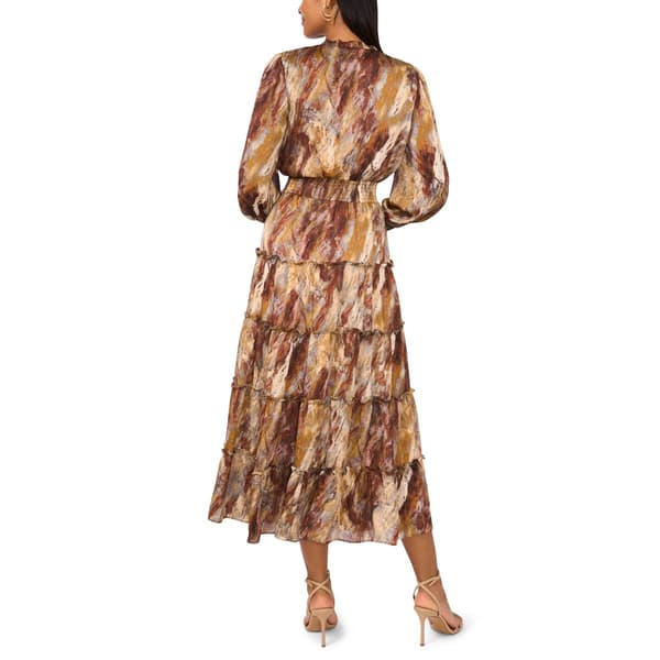 Womens MSK Abstract Keyhole Neck Tier Midi Dress
