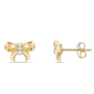 Brilliant Grown 18kt. Gold-Plated Lab-Grown Diamond Bow Earrings - image 2