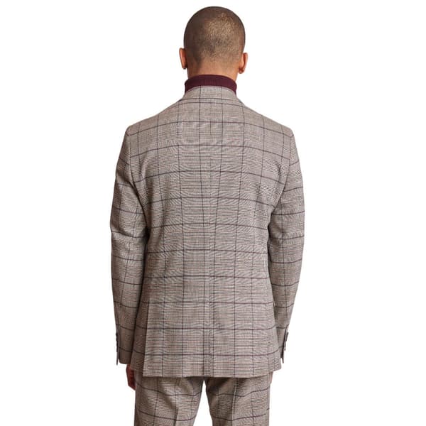 Mens Paisley & Gray® Peak Plaid Jacket - Tan/Burgundy