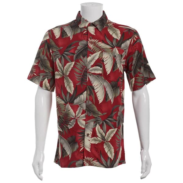 Mens Campia Short Sleeve Rayon Spandex Button Down Shirt - Red - image 