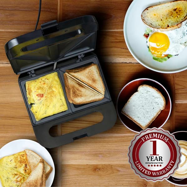 Ovente Electric Sandwich Maker w/ Non-Stick Plates