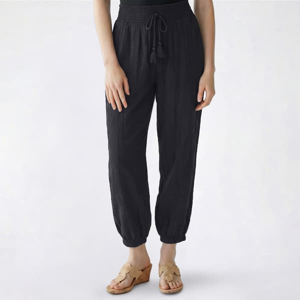 Juniors No Comment Gauze Smock Waist Balloon Pants - image 
