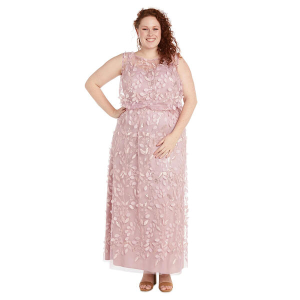 Plus Size R&M Richards Sleeveless Embellished Blouson Gown - image 