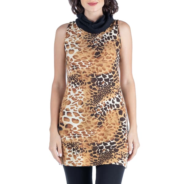 Womens 24/7 Comfort Apparel Cheetah Extra Long Tunic