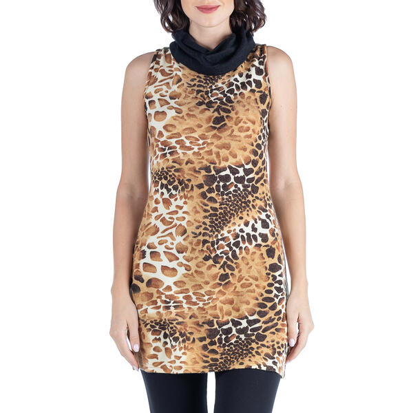 Womens 24/7 Comfort Apparel Cheetah Extra Long Tunic - image 