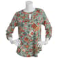 Womens Cure 3/4 Sleeve Roll Tab Floral Crepe Keyhole Blouse - image 3