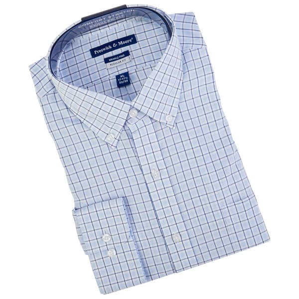 Mens Preswick & Moore Regular Fit Comfort Stretch Dress Shirt - image 