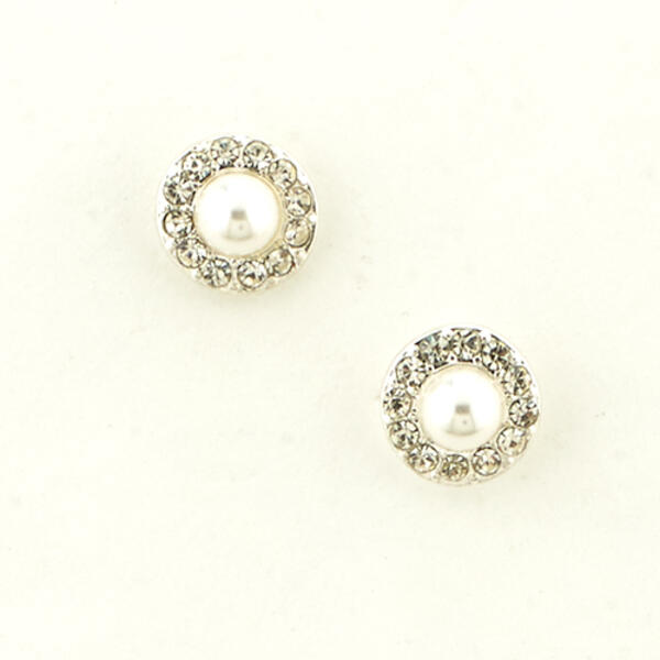 Freedom Nickel Free Clear Crystal Pearl Earrings - image 