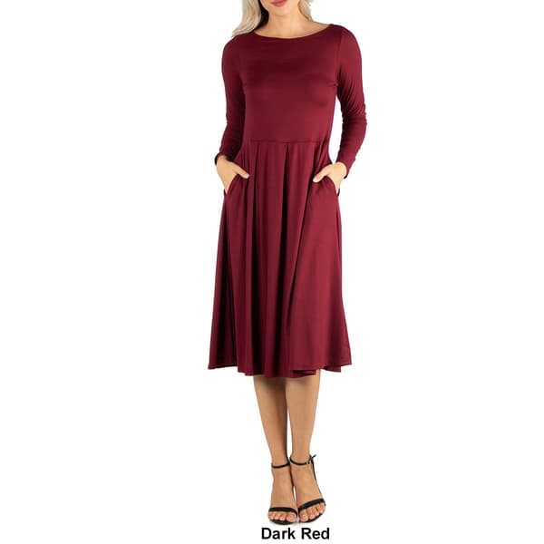 Womens 24/7 Comfort Apparel Fit &amp; Flare Pocket Dress