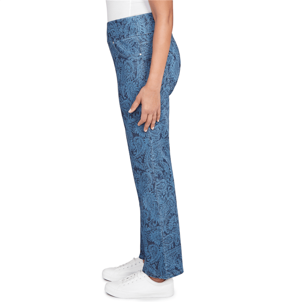 Petite Ruby Rd. Indigo Go Paisley Stretch Denim Pull-On Jeans