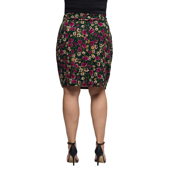 Plus Size 24/7 Comfort Apparel Knee Length Floral Pencil Skirt