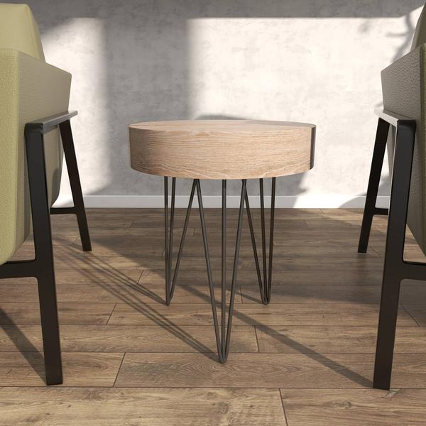 9th & Pike® Brown Wood and Metal Modern Accent Table