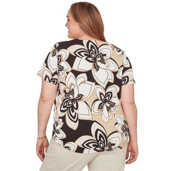 Plus Size Alfred Dunner Detail Driven Floral Stained Glass Blouse
