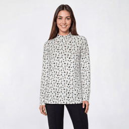 Petite Hasting & Smith Long Sleeve Mock Neck Dog Tee