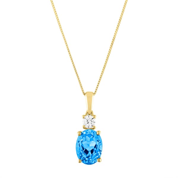 Diamond Classics(tm) 10kt. Yellow/Blue Topaz Oval Pendant - image 