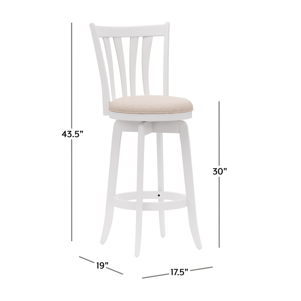 HH2 Home Savana White Wood Swivel Bar Height Stool