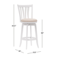 HH2 Home Savana White Wood Swivel Bar Height Stool - image 6