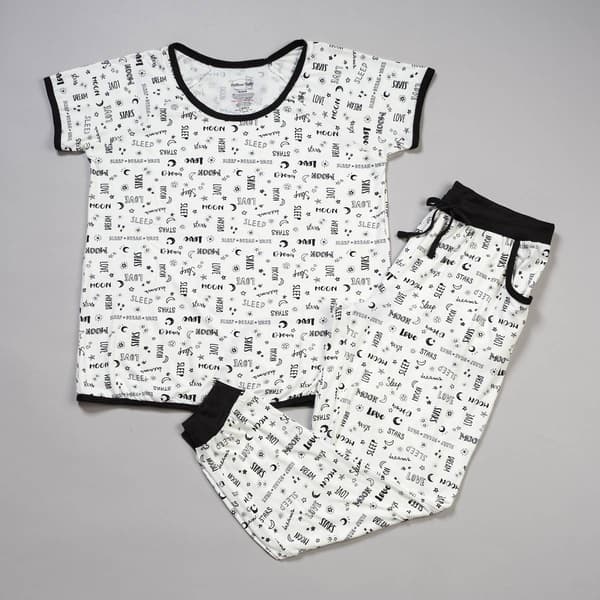 Juniors Pillow Talk Short Sleeve Dream Script Joggers Pajama Set - image 