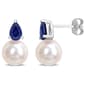 Gemstone Classics(tm) Freshwater Pearl & Sapphire Stud Earrings - image 1