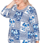 Plus Size Alfred Dunner Mykonos Floral Ruched Side Tie Blouse - image 5