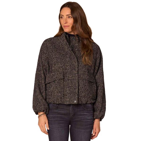 Womens Democracy Long Sleeve Mock Neck Zip Up Jacket With Bubble - image 