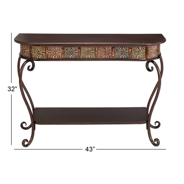 9th & Pike® Dark Brown Traditional Metal Console Table