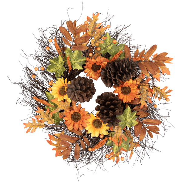 Northlight 24in. Sunflowers & Pinecones Thanksgiving Wreath - image 