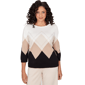 Petites Alfred Dunner Seville Argyle Ribbed Jewel Neck Sweater - image 1