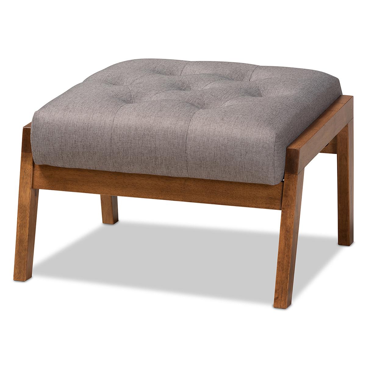 Baxton Studio Naeva Mid-Century Wood Footstool