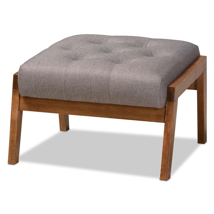 Baxton Studio Naeva Mid-Century Wood Footstool